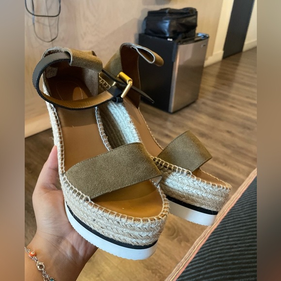 See‎ by Chloé Glyn Leather Wedge Sandals *flawed - Picture 3 of 8